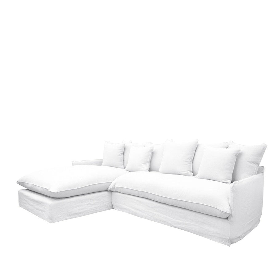 Modular L Shaped 2.5 Seater Slip-cover Sofa with LH Chaise - White