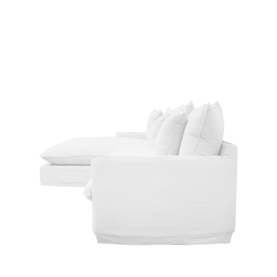 Modular L Shaped 2.5 Seater Slip-cover Sofa with LH Chaise - White