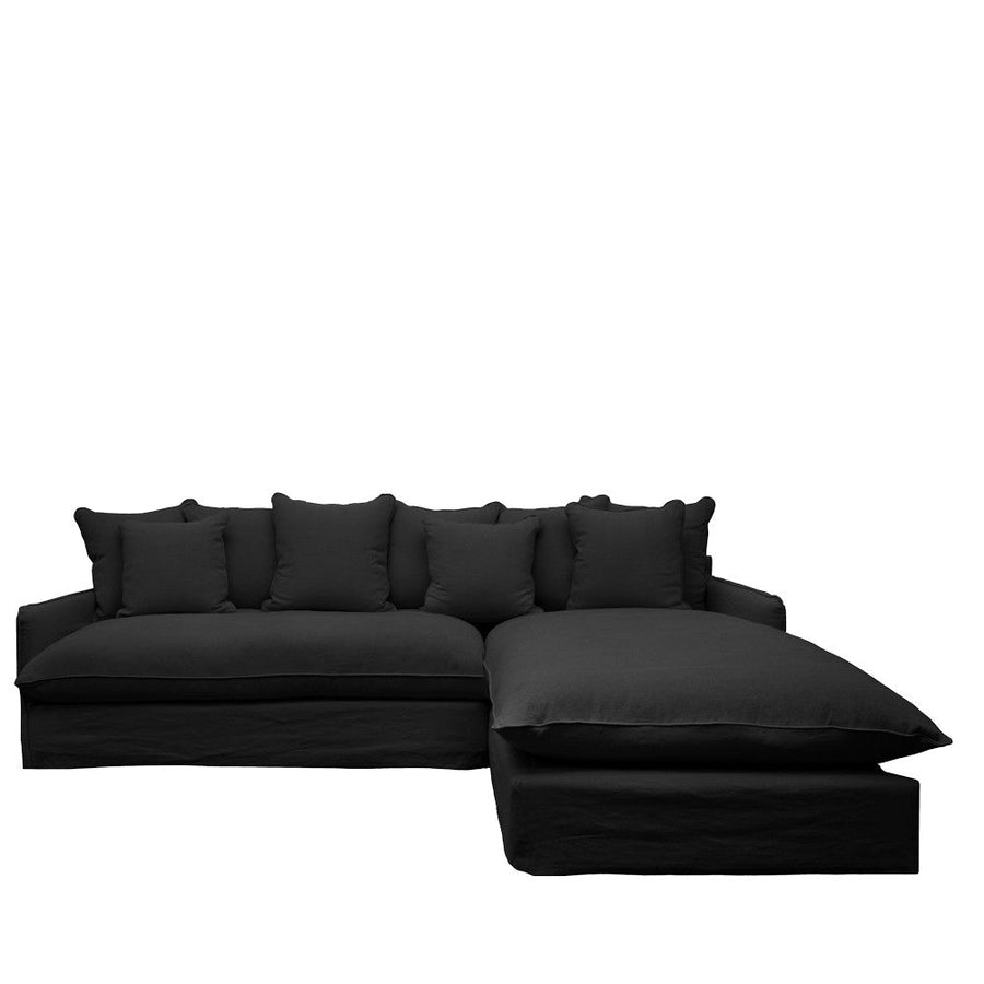 Modular L Shaped 2.5 Seater Slip-cover Sofa with RH Chaise - Carbon