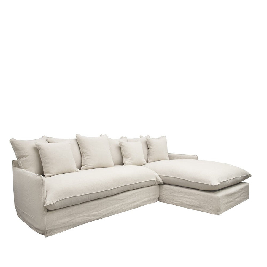 Modular L Shaped 2.5 Seater Slip-cover Sofa with RH Chaise - Oatmeal