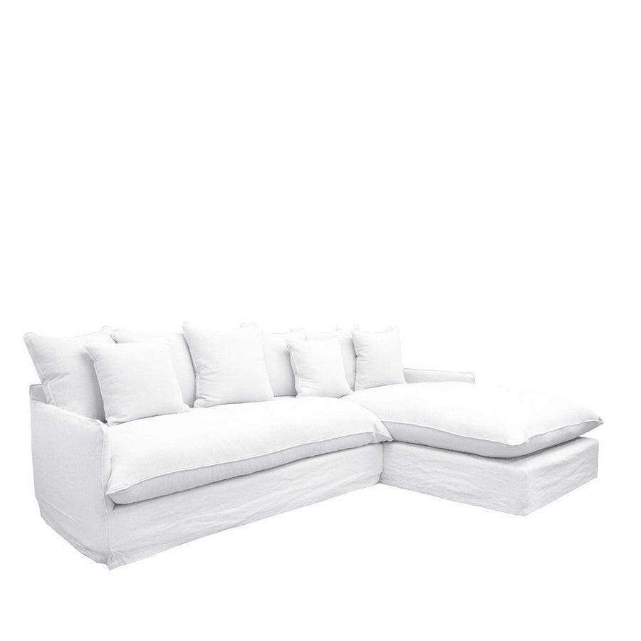Modular L Shaped 2.5 Seater Slip-cover Sofa with RH Chaise - White