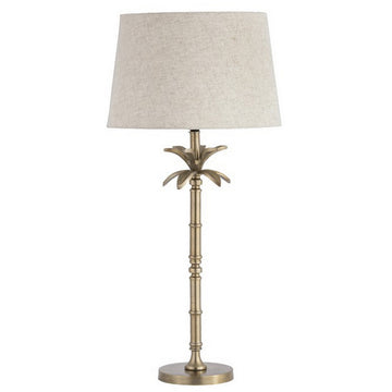 Natural Linen & Antique Brass Palm Table Lamp