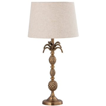 Natural Linen & Antique Brass Pineapple Table Lamp