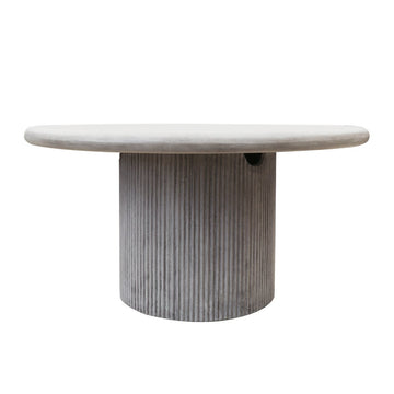 Outdoor Round Grey Concrete Pillar Dining Table - 150cm