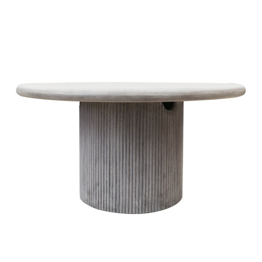 Outdoor Round Grey Concrete Pillar Dining Table - 150cm