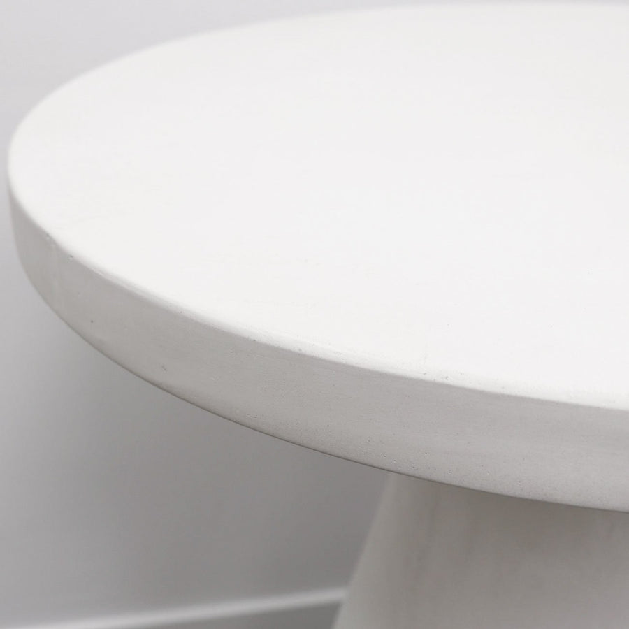 Outdoor Round White Concrete Pedestal Dining Table - 65cm