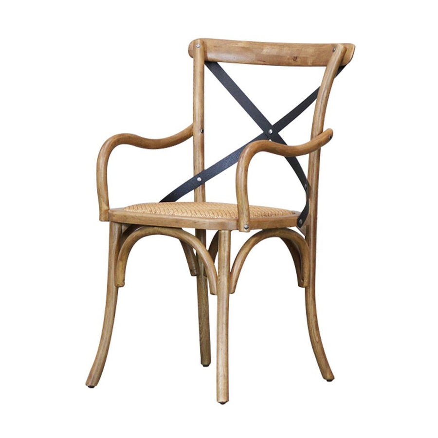 Provincial Metal Crossback Carver Dining Chair - Natural