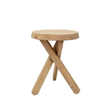 Round Cross Leg Side Table - Natural White Wash