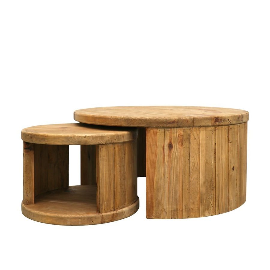 Round Nesting Coffee Table Set - Natural