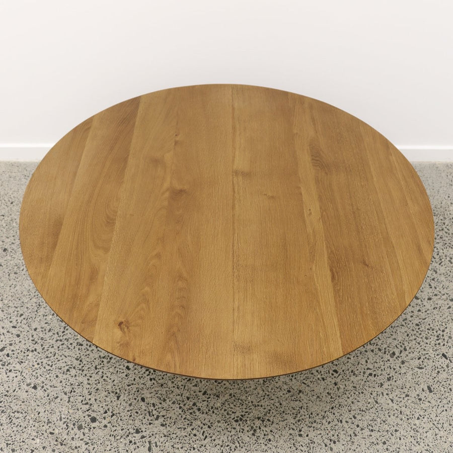 Round Oak Pedestal Coffee Table