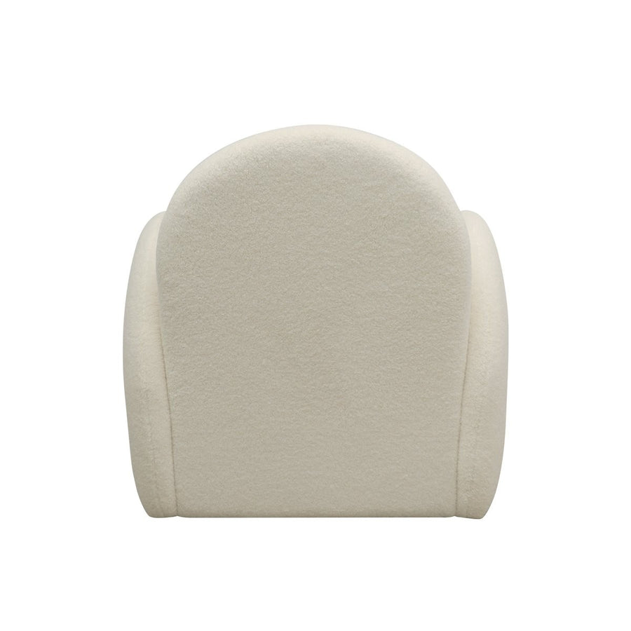 Curved Shearling Swivel Armchair - Cream