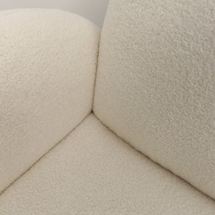 Curved Shearling Swivel Armchair - Cream