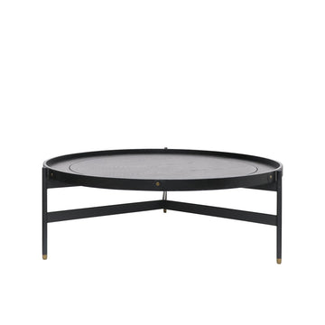 Short Round Nesting Tray Top Coffee Table - Black