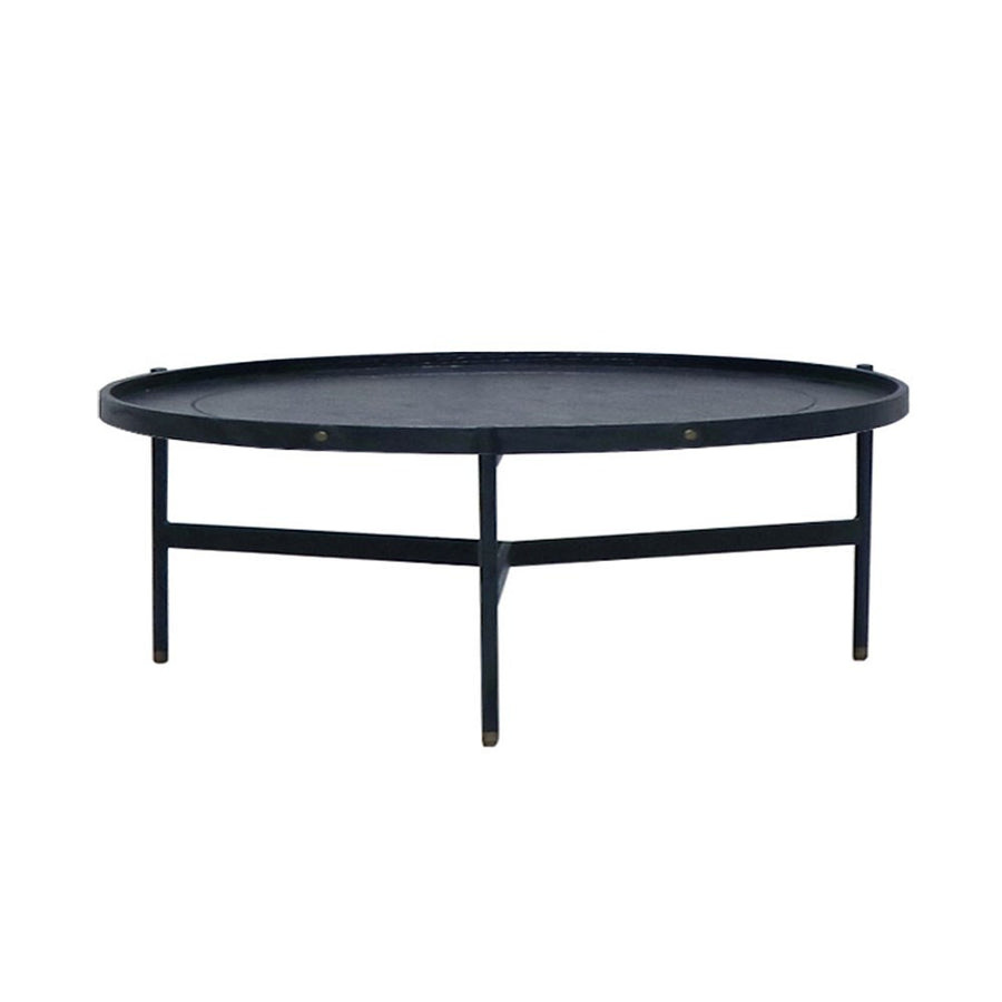 Short Round Nesting Tray Top Coffee Table - Black