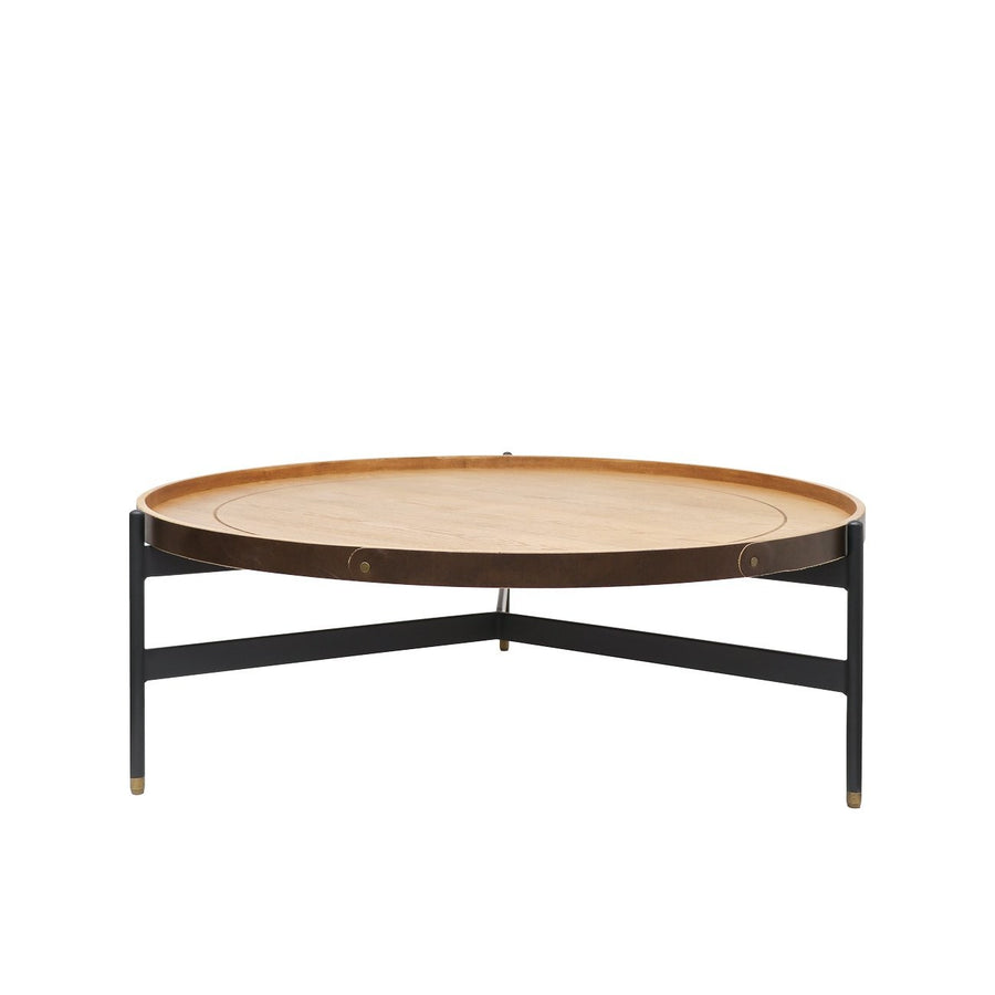 Short Round Nesting Tray Top Coffee Table - Natural & Black