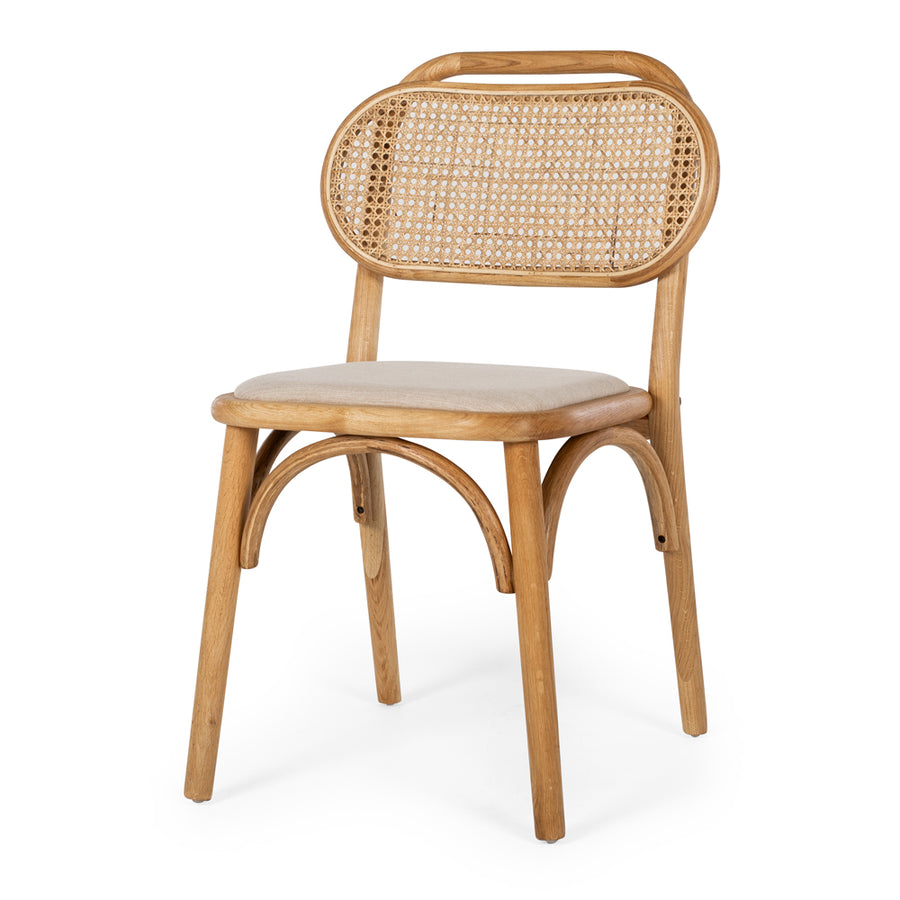 Solid Oak & Rattan Dining Chair - Natural
