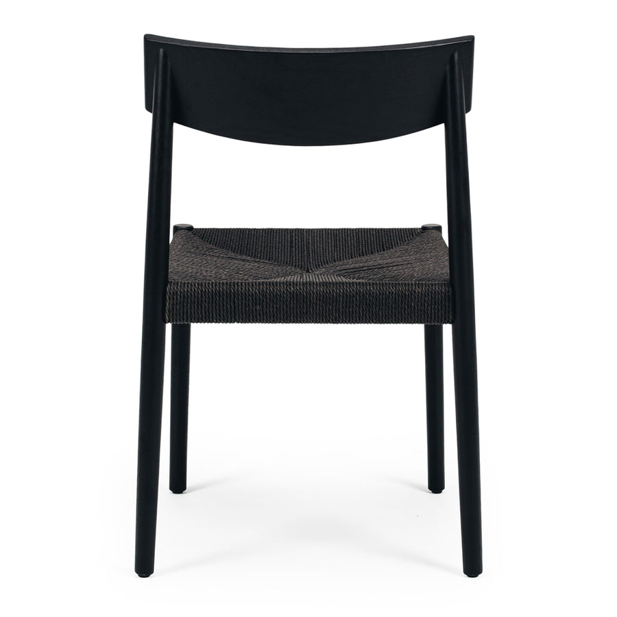 Solid Oak & Woven Rope Cord Dining Chair - Black
