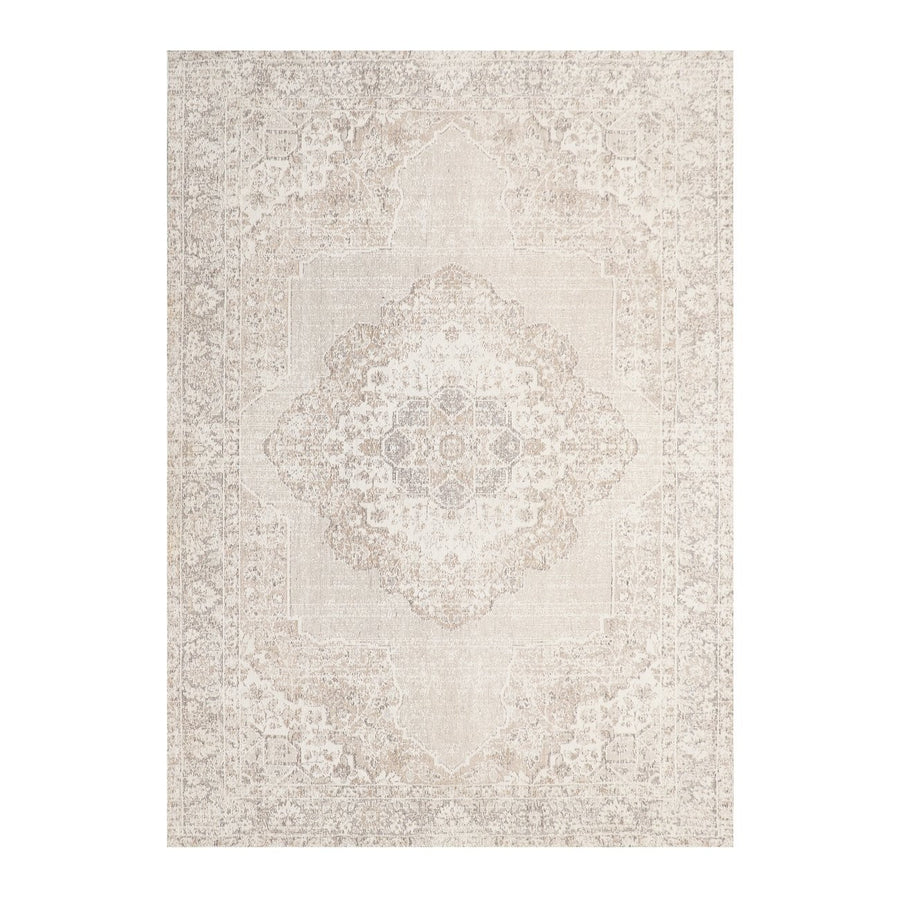 Turkish Style Distressed Rug 240cm x 340cm - Faded Off-White & Beige