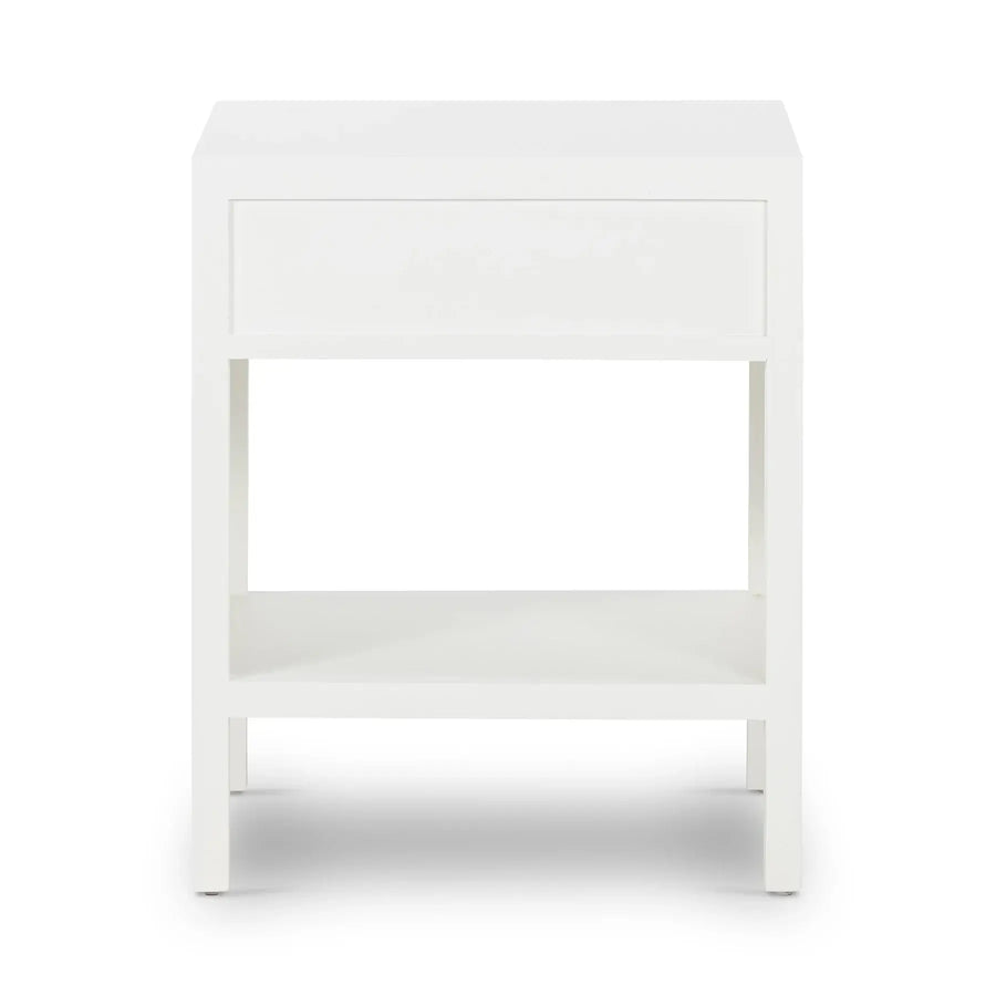 White Rattan Drawer Bedside Table