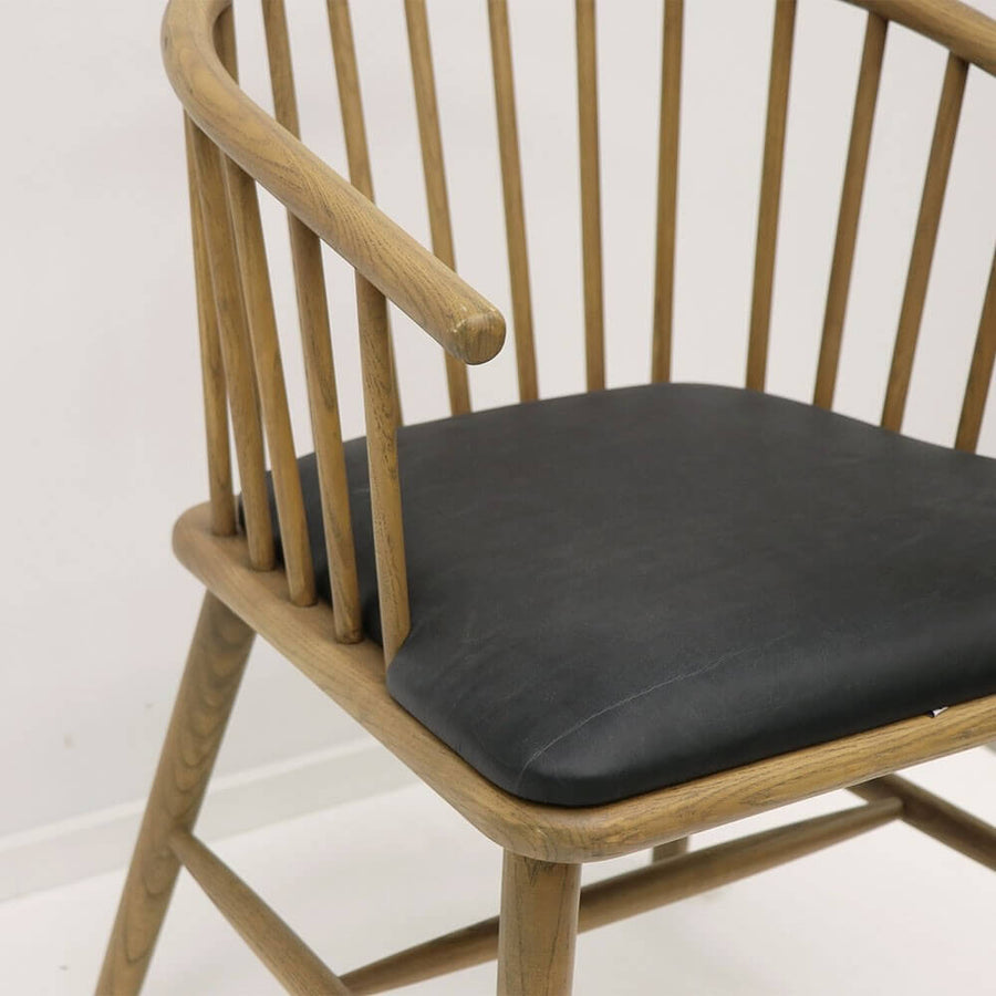 Ankara Oak Chair - Aged Black Leather