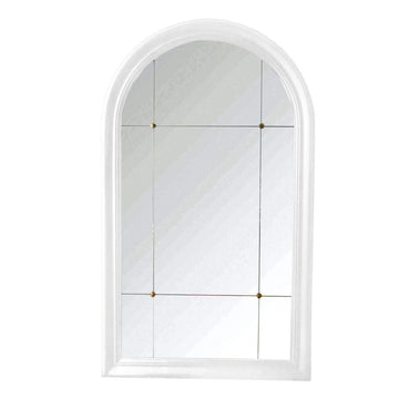 Arched White & Gold Button Wall Mirror