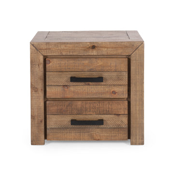 Really Rustic Pine Two Drawer Bedside Table