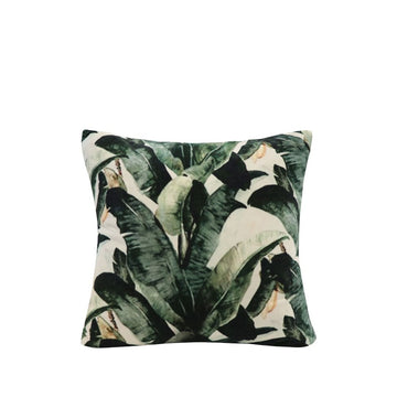Banana Palm Tropical Velvet Cushion