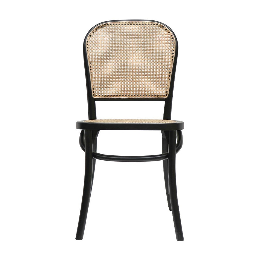 Bistro Style Beech & Rattan Dining Chair - Black