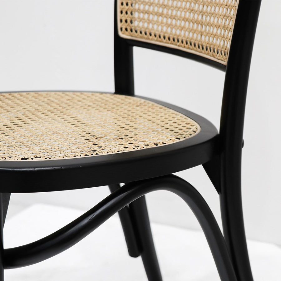 Bistro Style Beech & Rattan Dining Chair - Black