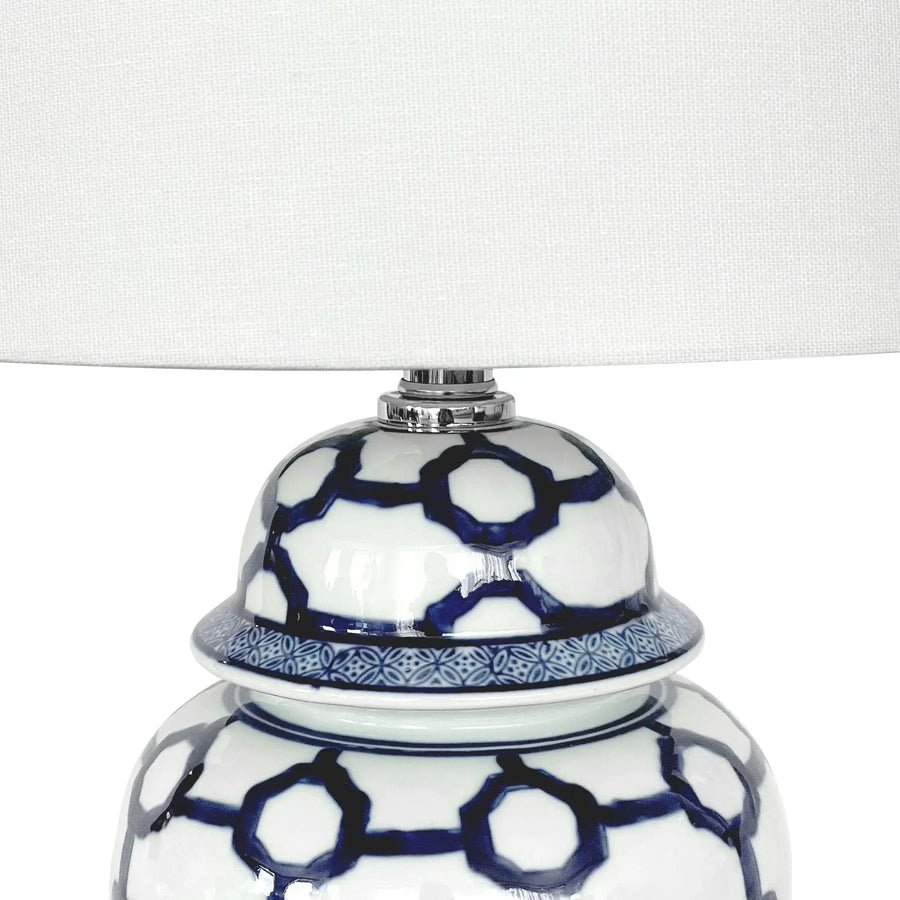 Blue & White Ginger Jar Shaped Table Lamp - Medium