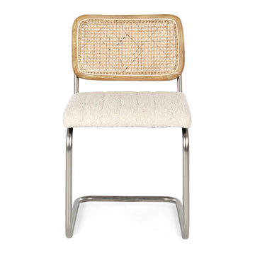 Boucle & Rattan Dining Chair