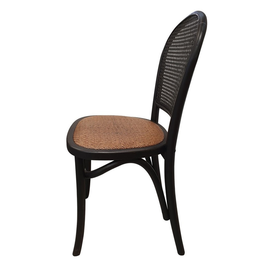 Homestyle Oak & Rattan Dining Chair - Black