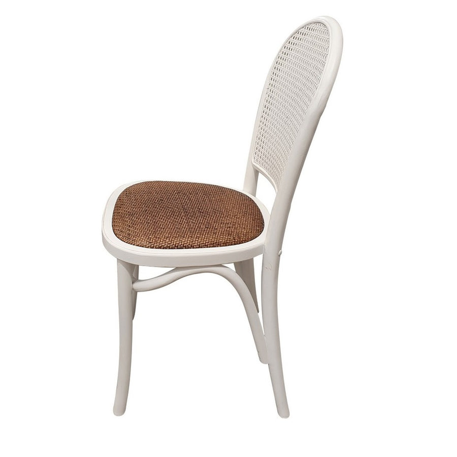 Homestyle Oak & Rattan Dining Chair - White
