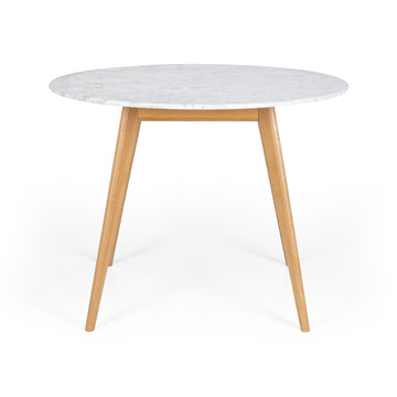 Carrara Marble & Oak Round Dining Table 100cm
