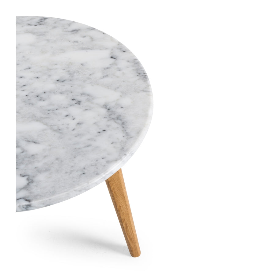 Carrara Marble & Oak Round Side Table