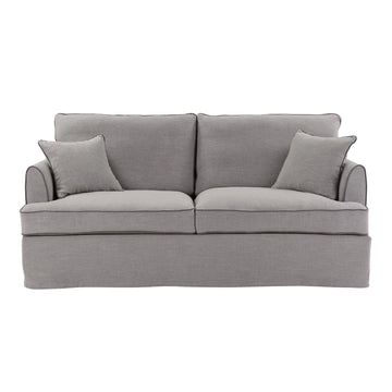 Coastal Hamptons 2.5 Seater Slip-Cover Sofa - Pebble Grey Linen Blend