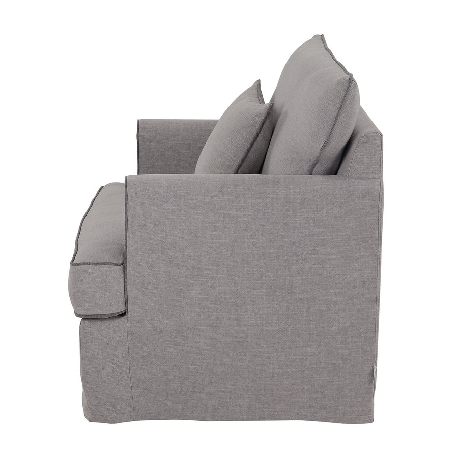 Coastal Hamptons Slip-Cover Armchair - Pebble Grey Linen Blend