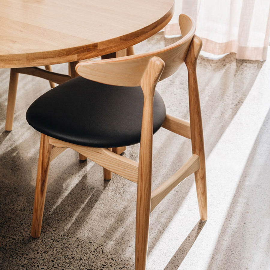 Curved Ash Dining Chair - Natural & Black