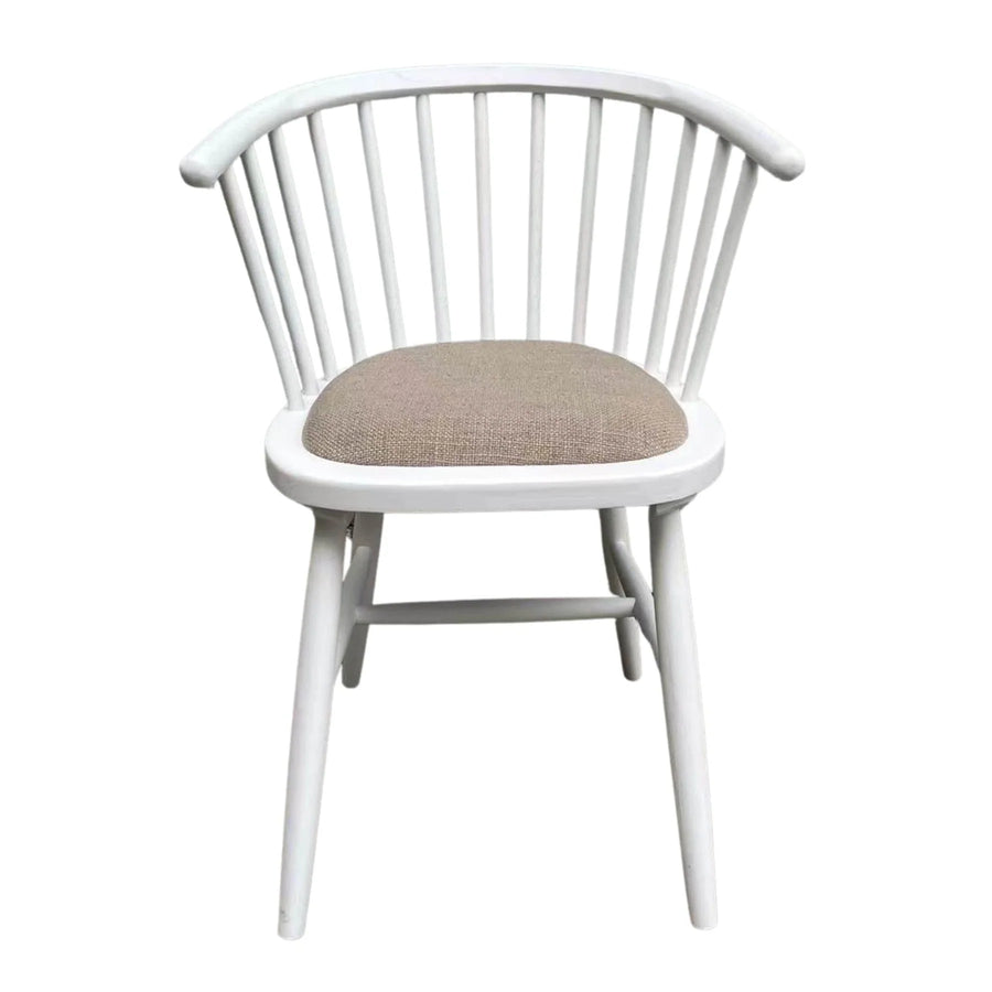Elm Curved Dining Chair - White & Natural