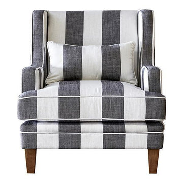 Hamptons Grey & Off-White Striped Armchair