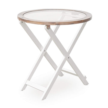 Hamptons Round Glass Top Side Table