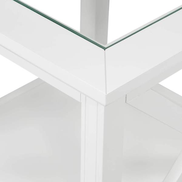 Hamptons White Glass Top Side Table