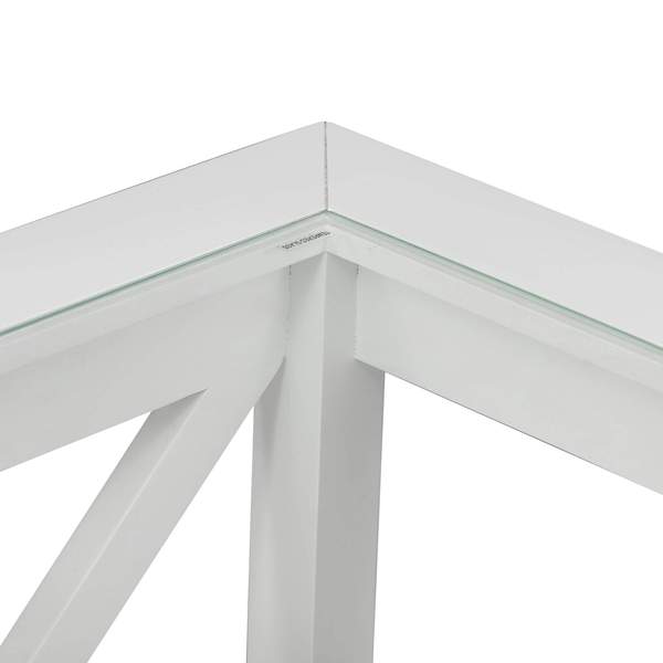 Hamptons White Glass Top Side Table