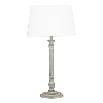 White Linen & Slim Green Washed Base Table Lamp