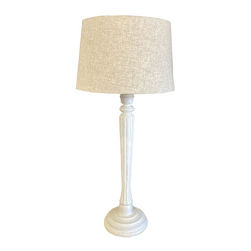 Natural Linen & Whitewashed Base Table Lamp