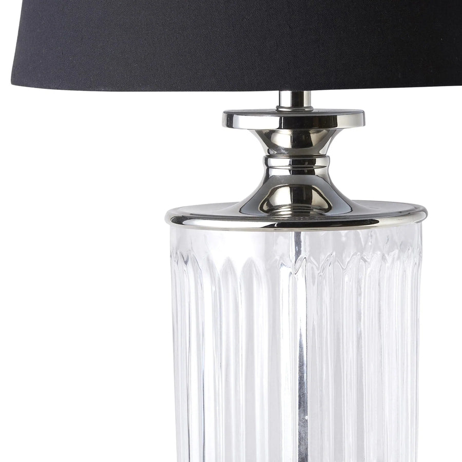 Glass Trophy Nickel & Linen Table Lamp - Black Shade