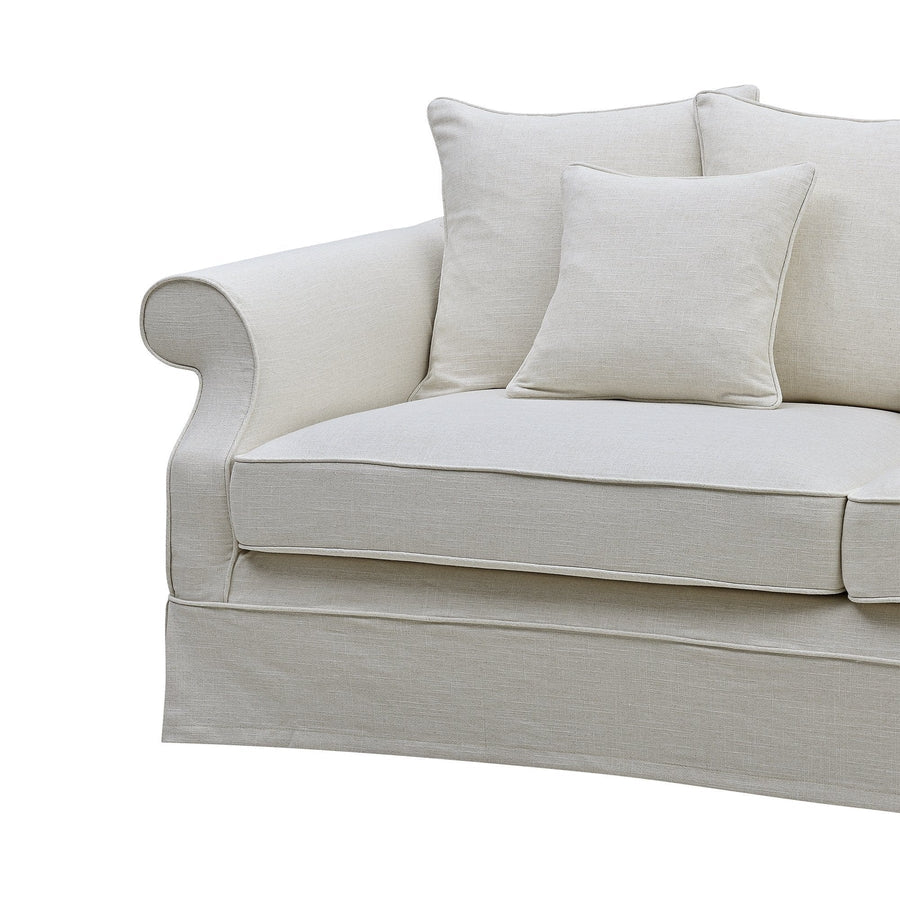 Hamptons Classic Slip-Cover Three Seater Sofa - Ivory