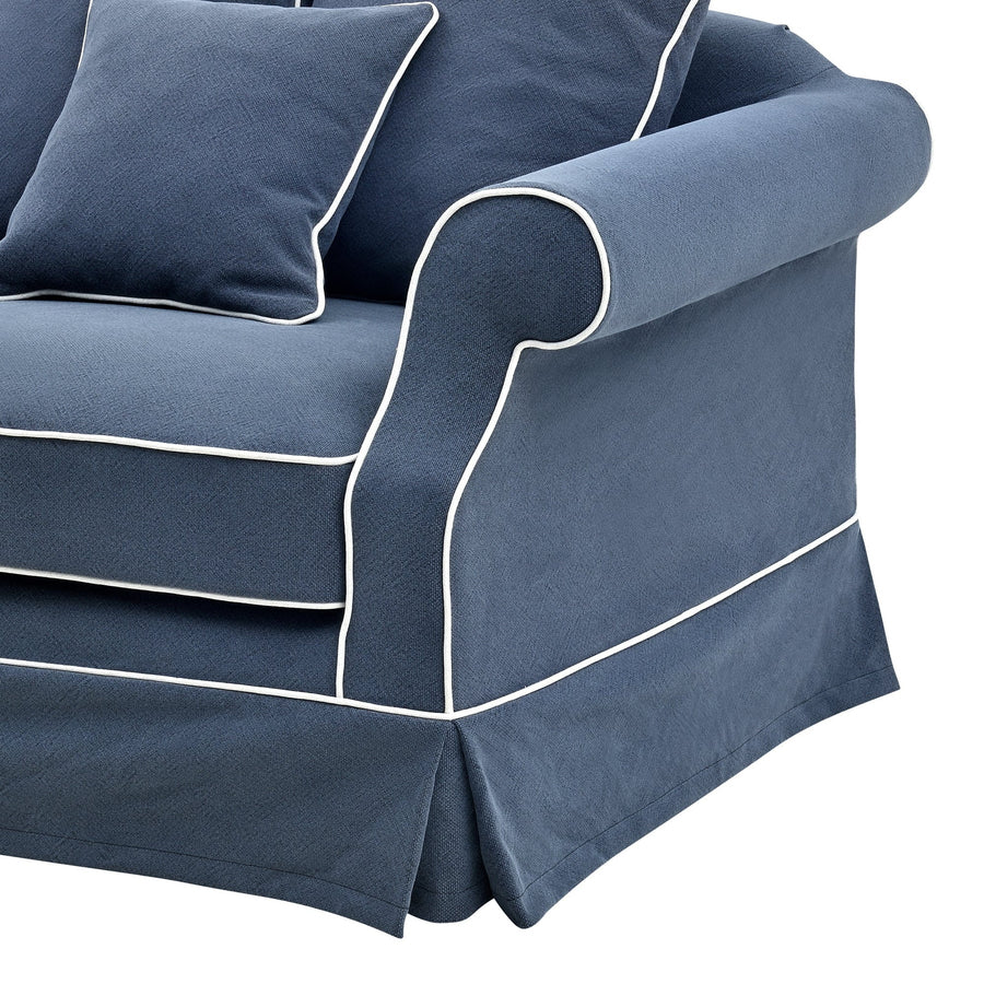 Hamptons Classic Slip-Cover Three Seater Sofa - Navy