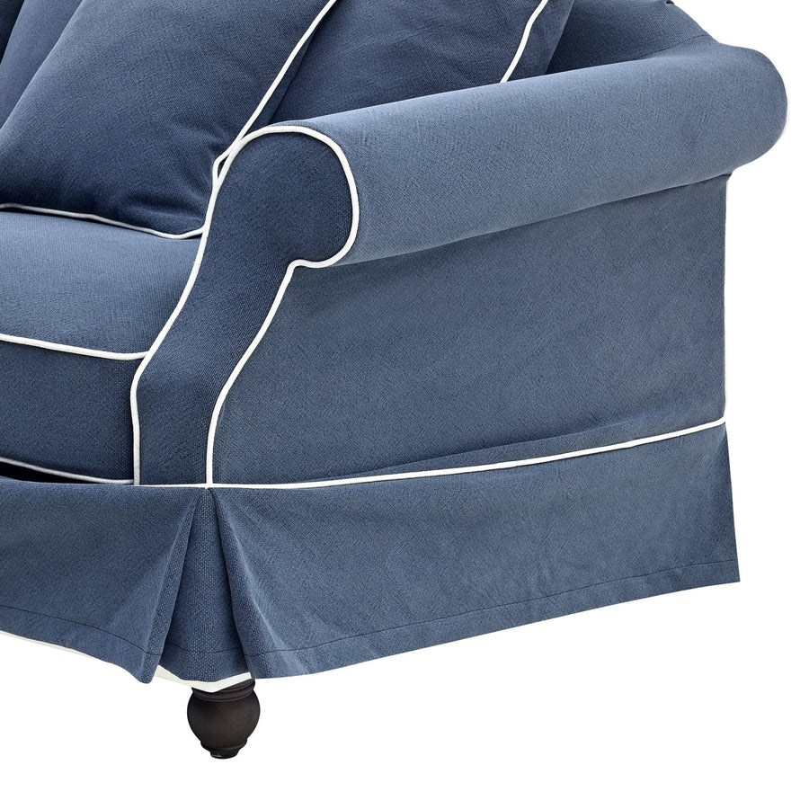 Hamptons Classic Slip-Cover Three Seater Sofa - Navy