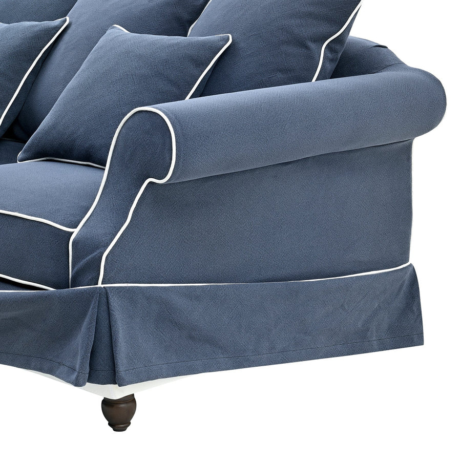 Hamptons Classic Slip-Cover Two Seater Sofa - Navy